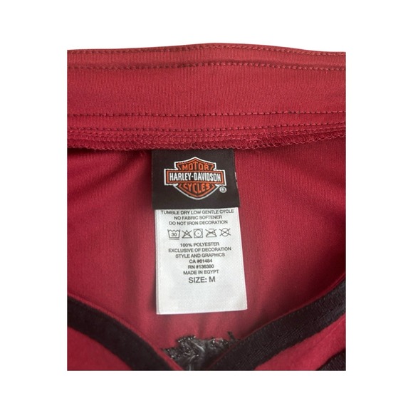 Harley Davidson T-Shirt Women's Medium Ringer Tee Columbia SC Red Henley - Picture 3 of 9